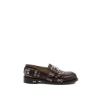 Beige Mach & Mach Buckle Belt Vintage Leather Loafers in Brown | Shoes