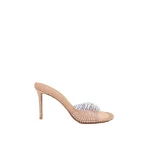 Beige Mach & Mach Crystal Flame Golden Brown Round Toe Mules | Shoes