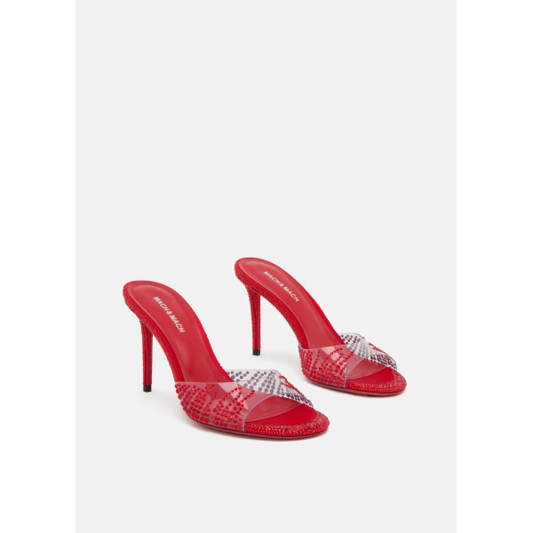 Red Mach & Mach Crystal Flame Red Round Toe Mules, view 2 | Mules