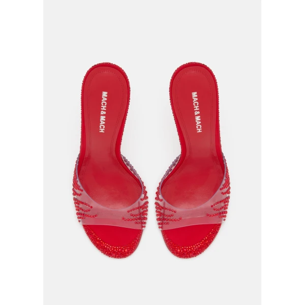 Red Mach & Mach Crystal Flame Red Round Toe Mules, view 3 | Mules