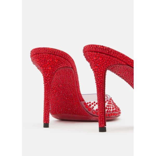 Red Mach & Mach Crystal Flame Red Round Toe Mules, view 5 | Mules