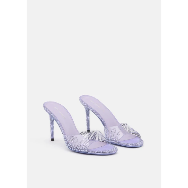Purple Mach & Mach Crystal Flame Round Toe Mules in Lavender, view 2 | Mules