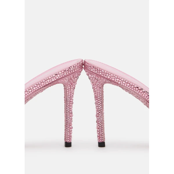 Pink Mach & Mach Crystal Flame Round Toe Mules in Pink, view 5 | Mules