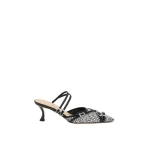 Black Mach & Mach Crystal Net Black Mules with Straps | Shoes