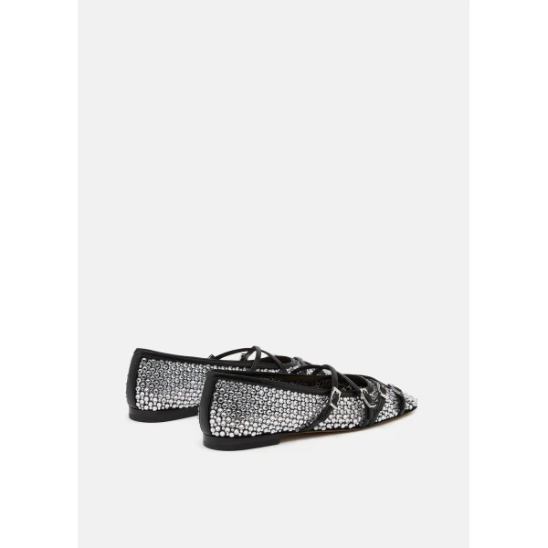 Black Mach & Mach Crystal Net Flats in Black, view 4 | Flats