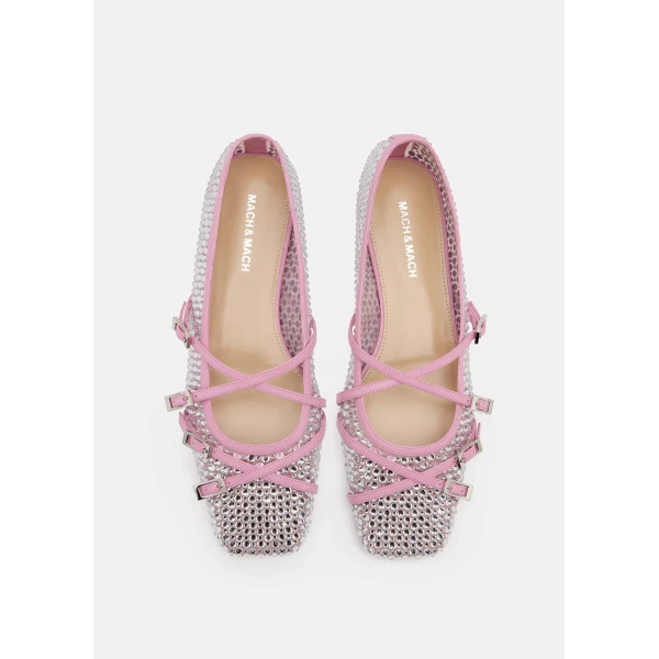 Pink Mach & Mach Crystal Net Flats in Pink, view 3 | Flats