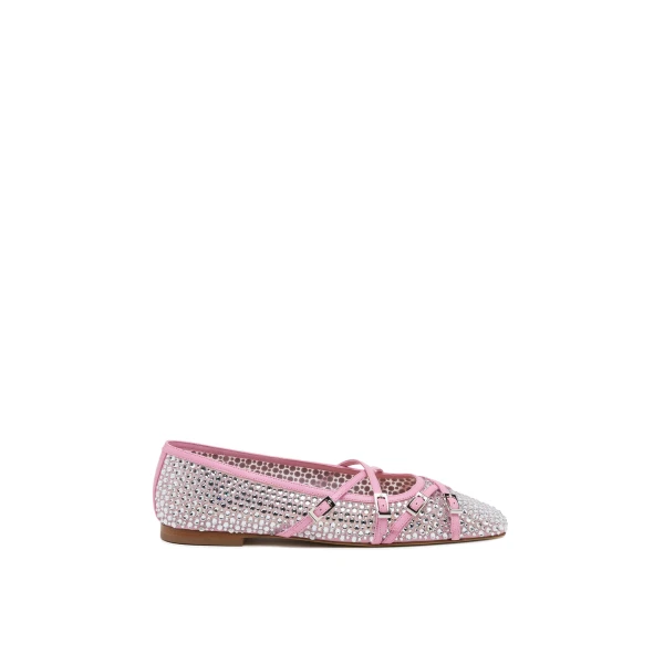 Pink Mach & Mach Crystal Net Flats in Pink | Shoes