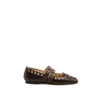 Beige Mach & Mach Crystalized Corset Square Toe Ballet Flats in Brown | Shoes