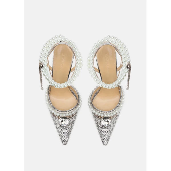 Metallic Mach & Mach Diamond of Elizabeth PVC Pumps in Silver, view 3 | Heels