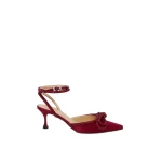 Red Mach & Mach Double Bow Bordeaux Kitten Satin Heels | Shoes