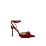 Red Mach & Mach Double Bow Bordeaux Satin High Heels | Shoes