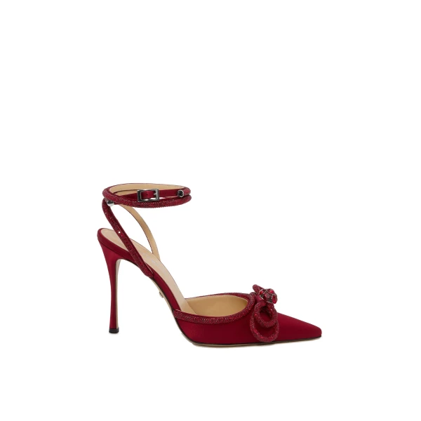 Red Mach & Mach Double Bow Bordeaux Satin High Heels | Shoes