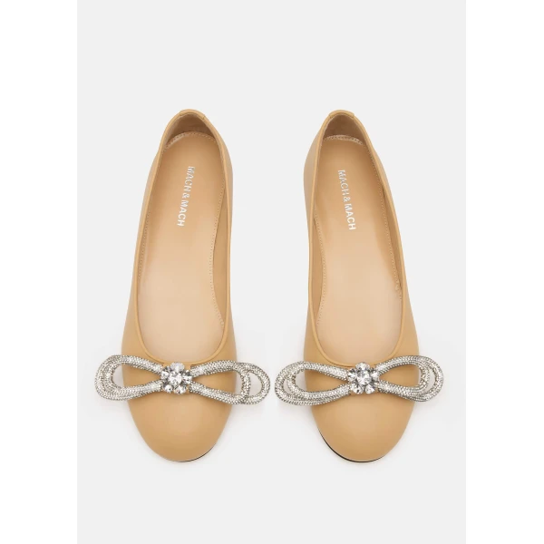 Neutrals Mach & Mach Double Bow Leather Flats in Nude, view 3 | Flats