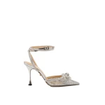 Metallic Mach & Mach Double Bow PVC Pumps 100mm in Silver | Shoes
