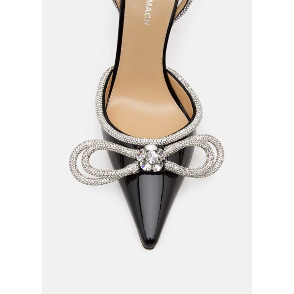 Black Mach & Mach Double Bow Patent Pumps in Black, view 5 | Heels