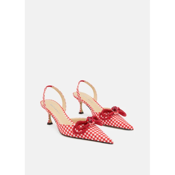 Red Mach & Mach Double Bow Red Gingham Slingback, view 2 | Heels