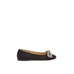 Black Mach & Mach Double Bow Satin Flats in Black | Shoes