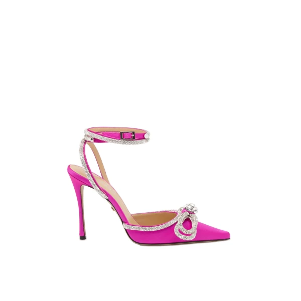 Pink Mach & Mach Double Bow Satin Pumps in Fuchsia | Shoes