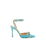 Blue Mach & Mach Double Bow Satin Pumps in Ocean Blue | Shoes