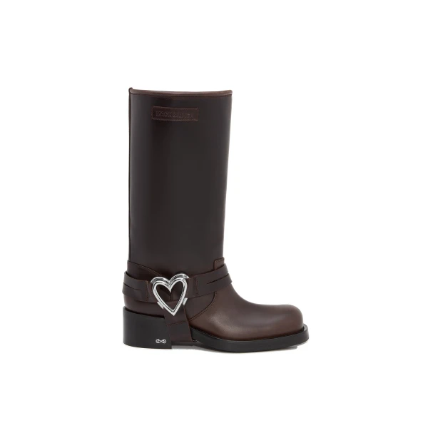 Double Heart Combat Boots in Brown