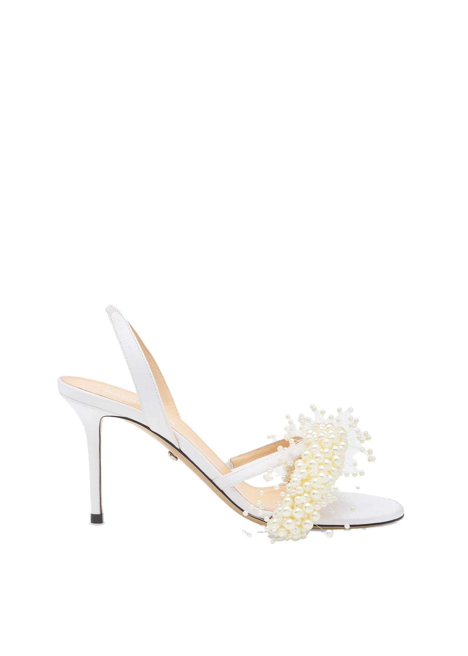 Mach & Mach Floating Pearl White Satin Sandals White Mach & Mach Floating Pearl White Satin Sandals | Shoes