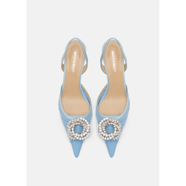 Blue Mach & Mach Galaxy Tulle Slingbacks in Blue, view 3 | Heels