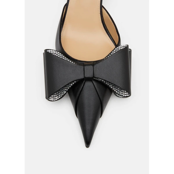 Black Mach & Mach Le Cadeau Leather Slingbacks in Black, view 5 | Heels