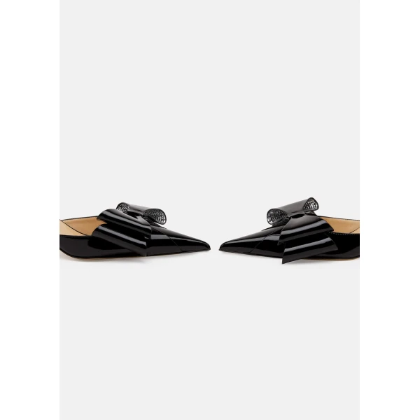 Black Mach & Mach Le Cadeau Patent Slingbacks in Black, view 6 | Heels