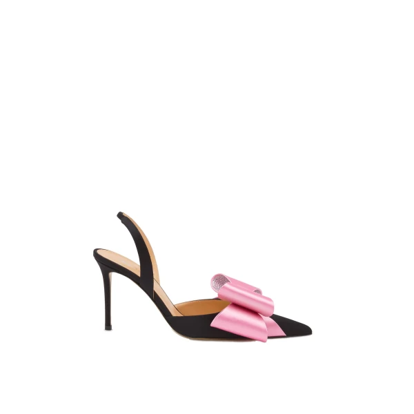 Multicolour Mach & Mach Le Cadeau Satin Slingbacks in Black and Pink | Shoes