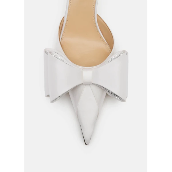 White Mach & Mach Le Cadeau Satin Slingbacks in White, view 5 | Heels