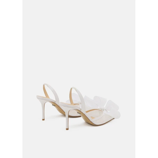 White Mach & Mach Le Cadeau White Lace Slingback, view 4 | Heels