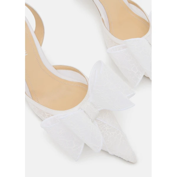 White Mach & Mach Le Cadeau White Lace Slingback, view 5 | Heels