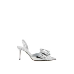 Metallic Mach & Mach Le Cadeau Wrapped Leather Slingbacks in Silver | Shoes