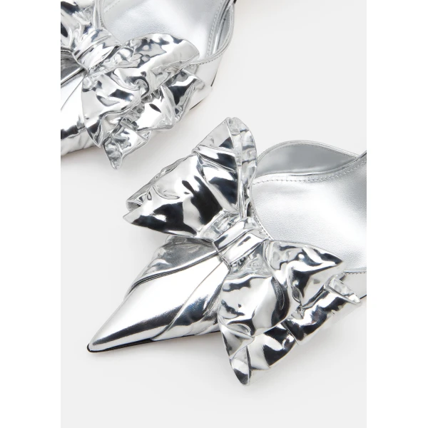 Metallic Mach & Mach Le Cadeau Wrapped Leather Slingbacks in Silver, view 5 | Heels