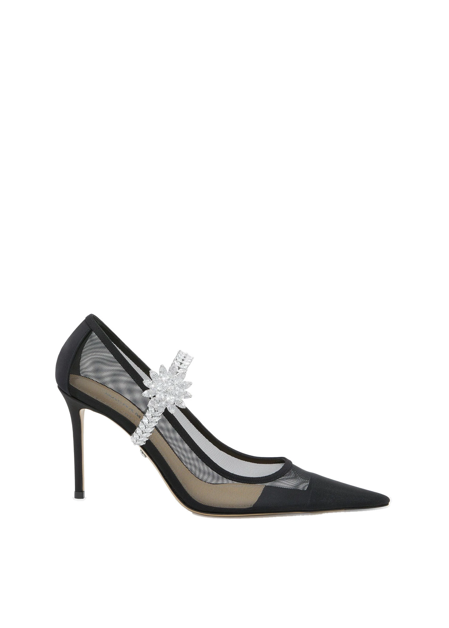 Mach & Mach Lotus Flower Jewelled Black Mesh Pumps Black Mach & Mach Lotus Flower Jewelled Black Mesh Pumps | Shoes