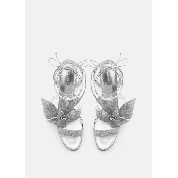 Metallic Mach & Mach Orchid Silver Glitter Round Toe Sandals, view 3 | Sandals