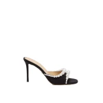 Black Mach & Mach Sirene Satin Mules in Black | Shoes