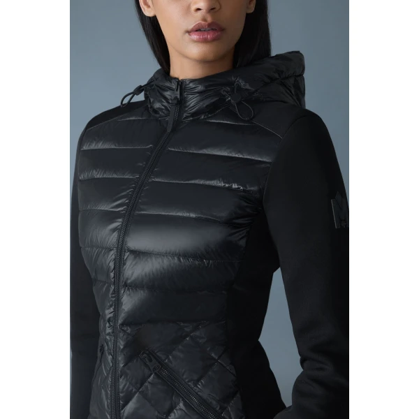 Mackage Agatha Quilted Mixed-Media Hooded Jacket in Black