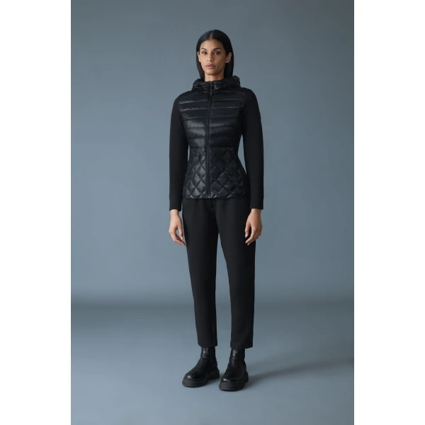 Mackage Agatha Quilted Mixed-Media Hooded Jacket in Black