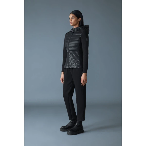Mackage Agatha Quilted Mixed-Media Hooded Jacket in Black
