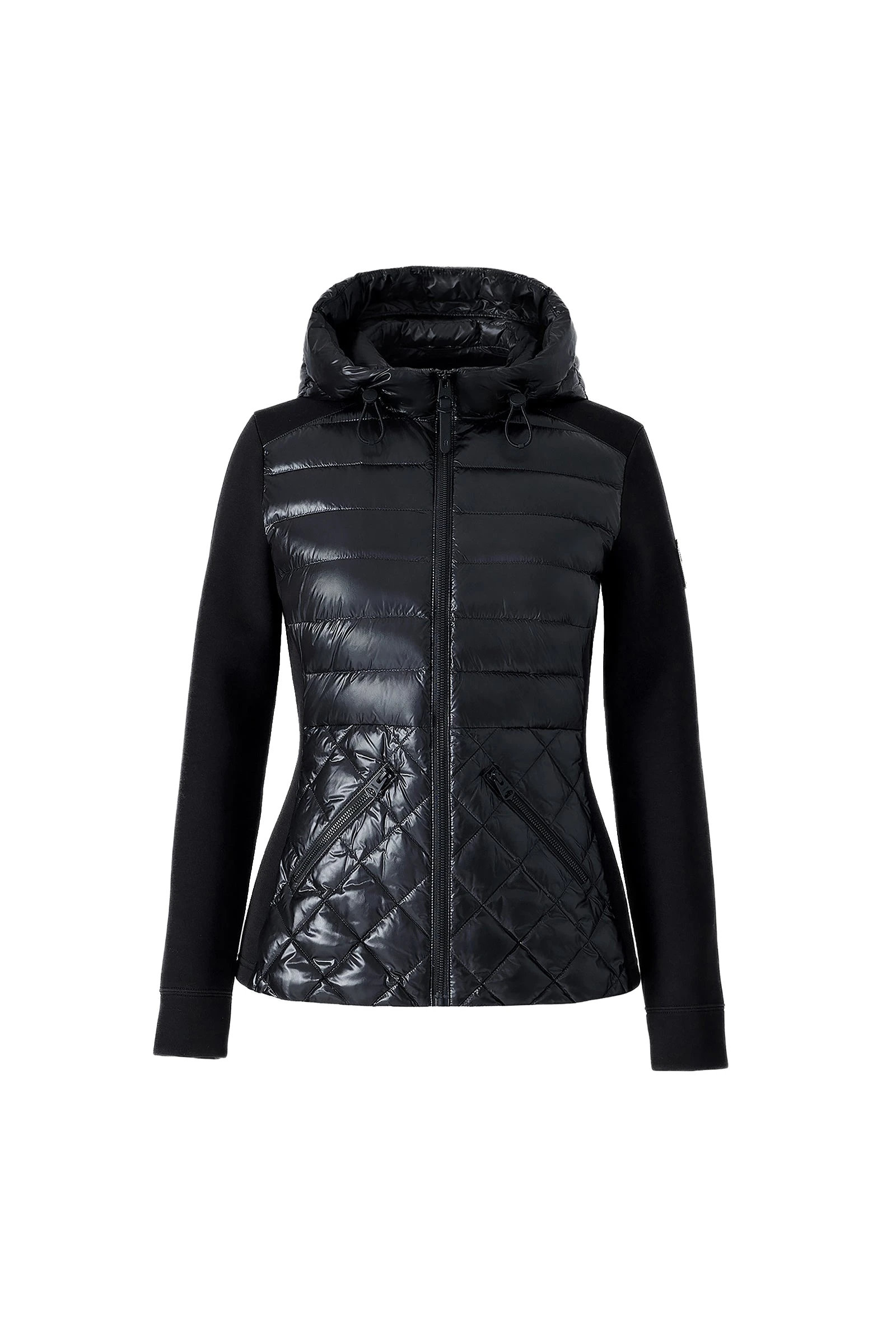 Mackage Agatha Quilted Mixed-Media Hooded Jacket in Black Mackage Agatha Quilted Mixed-Media Hooded Jacket in Black