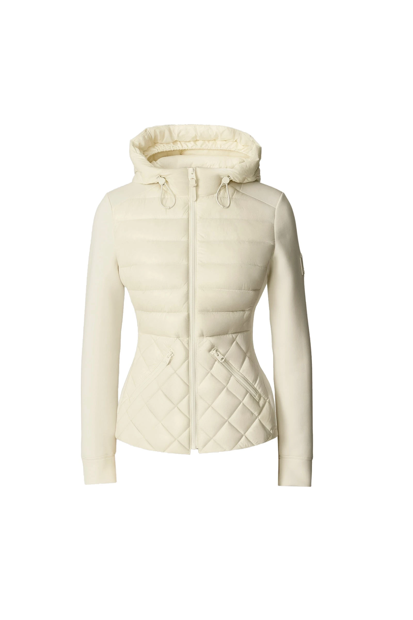 Mackage Agatha Quilted Mixed-Media Hooded Jacket in Cream Mackage Agatha Quilted Mixed-Media Hooded Jacket in Cream