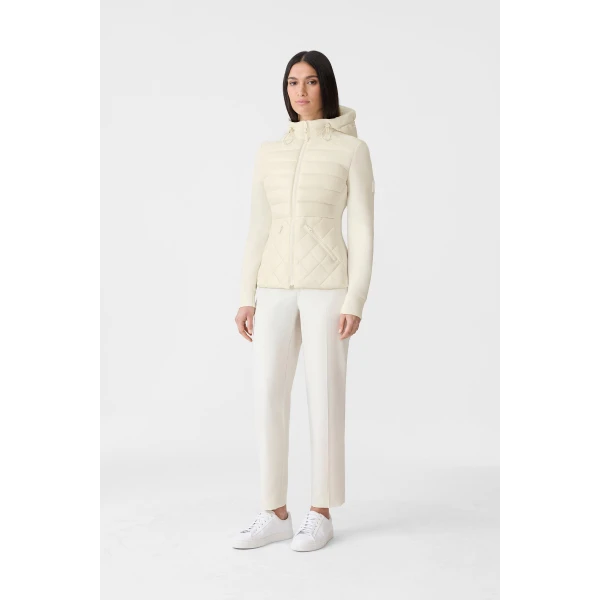 Mackage Agatha Quilted Mixed-Media Hooded Jacket in Light Camel