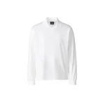 Mackage Alfonzo Organic Cotton Jersey Long Sleeve Polo Shirt in White