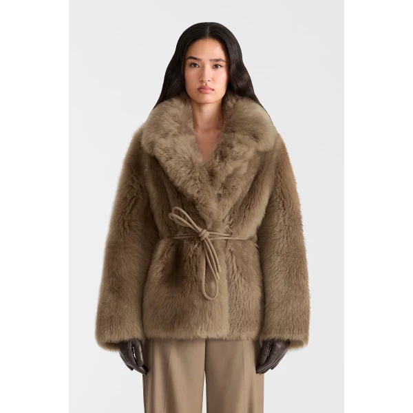 ali shearling coat light camel