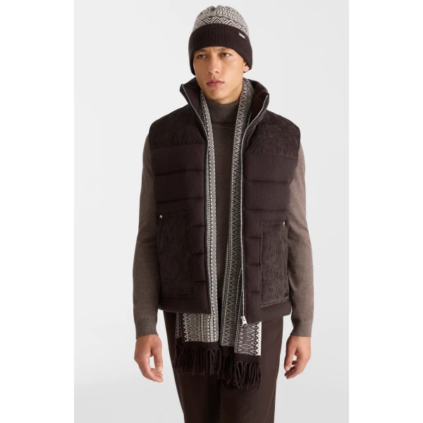 Mackage Alvin-AL Sweater Knit Down Vest in Coffee