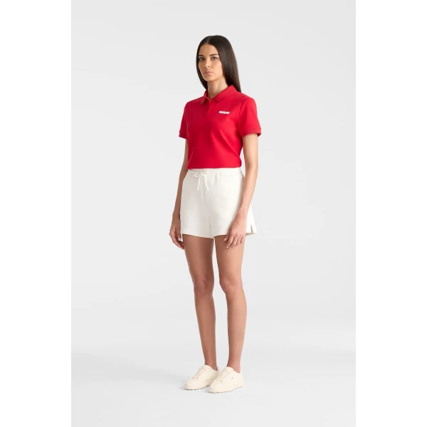 analiese-cr flat knit rib collar polo lava-white