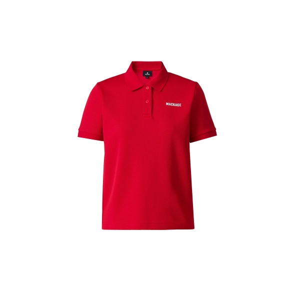 mackage analiese-cr flat knit rib collar polo