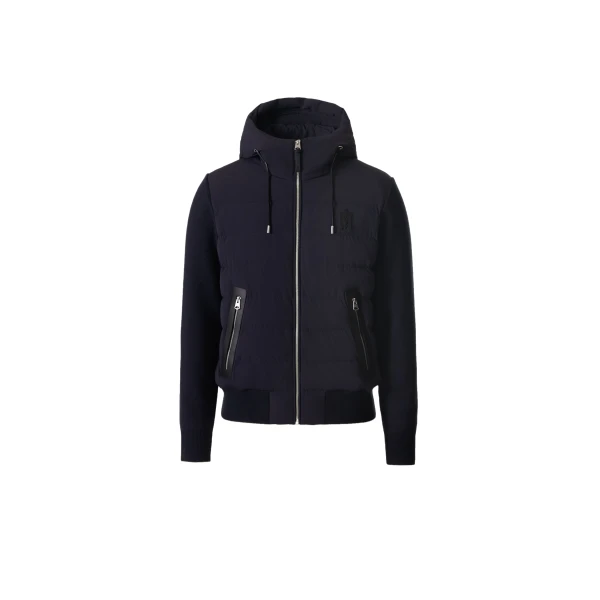 Andrew-Z Mixed-Media Light Down Jacket in Navy