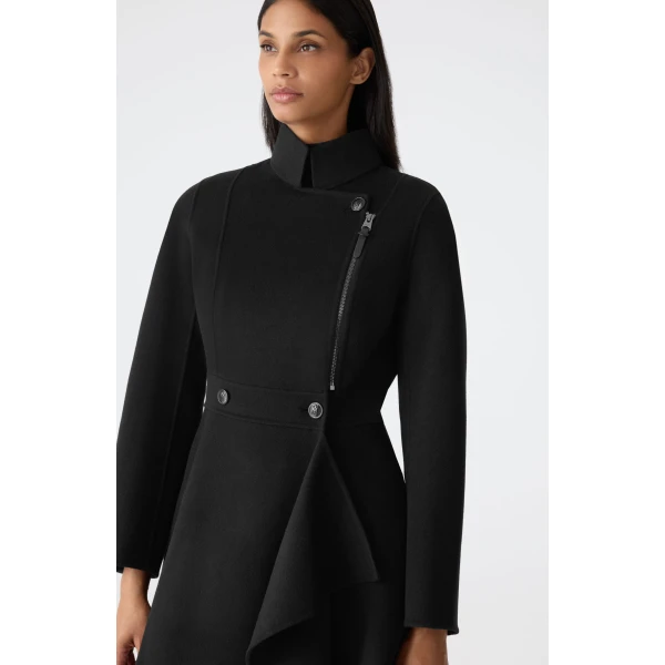 Mackage Annia Asymmetrical Wool Coat in Black